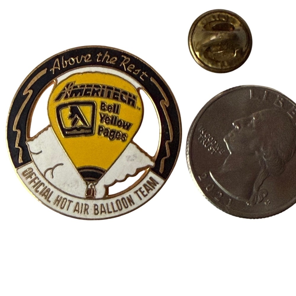 Ameritech Bell Yellow Pages Official Hot Air Balloon Team Vintage Enamel Pin